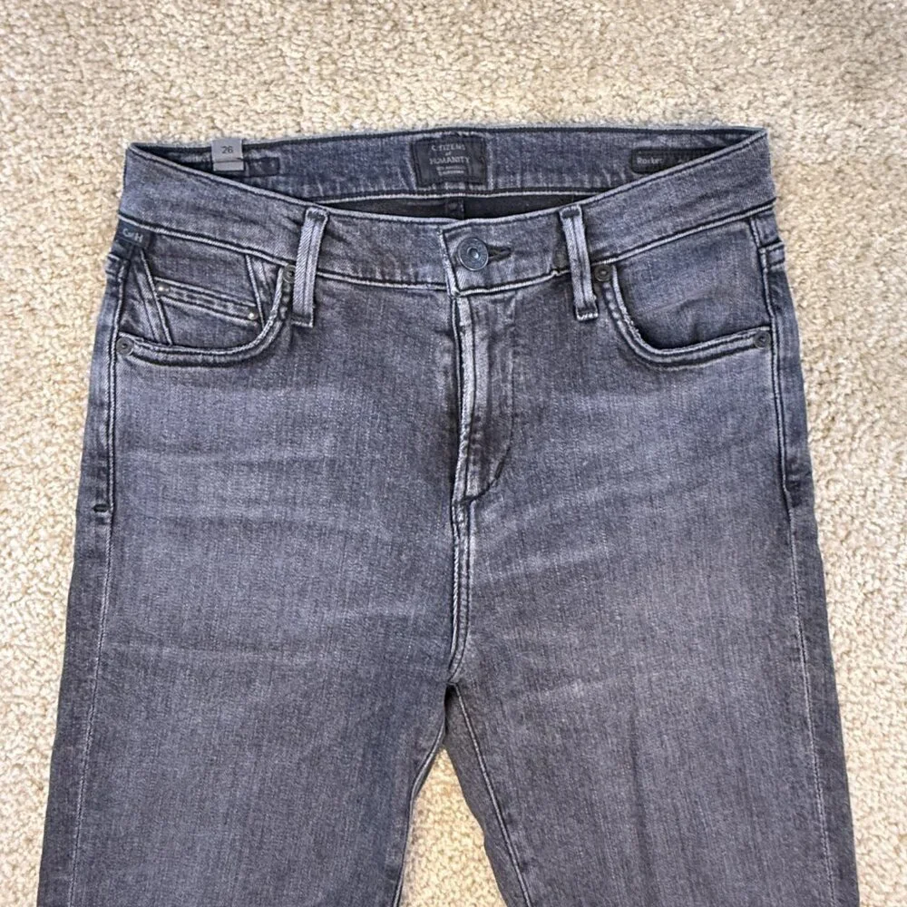 Citizens of Humanity Rocket Mid Rise Skinny Jeans Womens Size 26 Black Gray F681